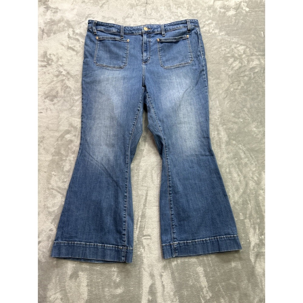 Ava & Viv Jeans Women Plus Sz 22 Blue High Rise Flare Stretch Western Boho Bell